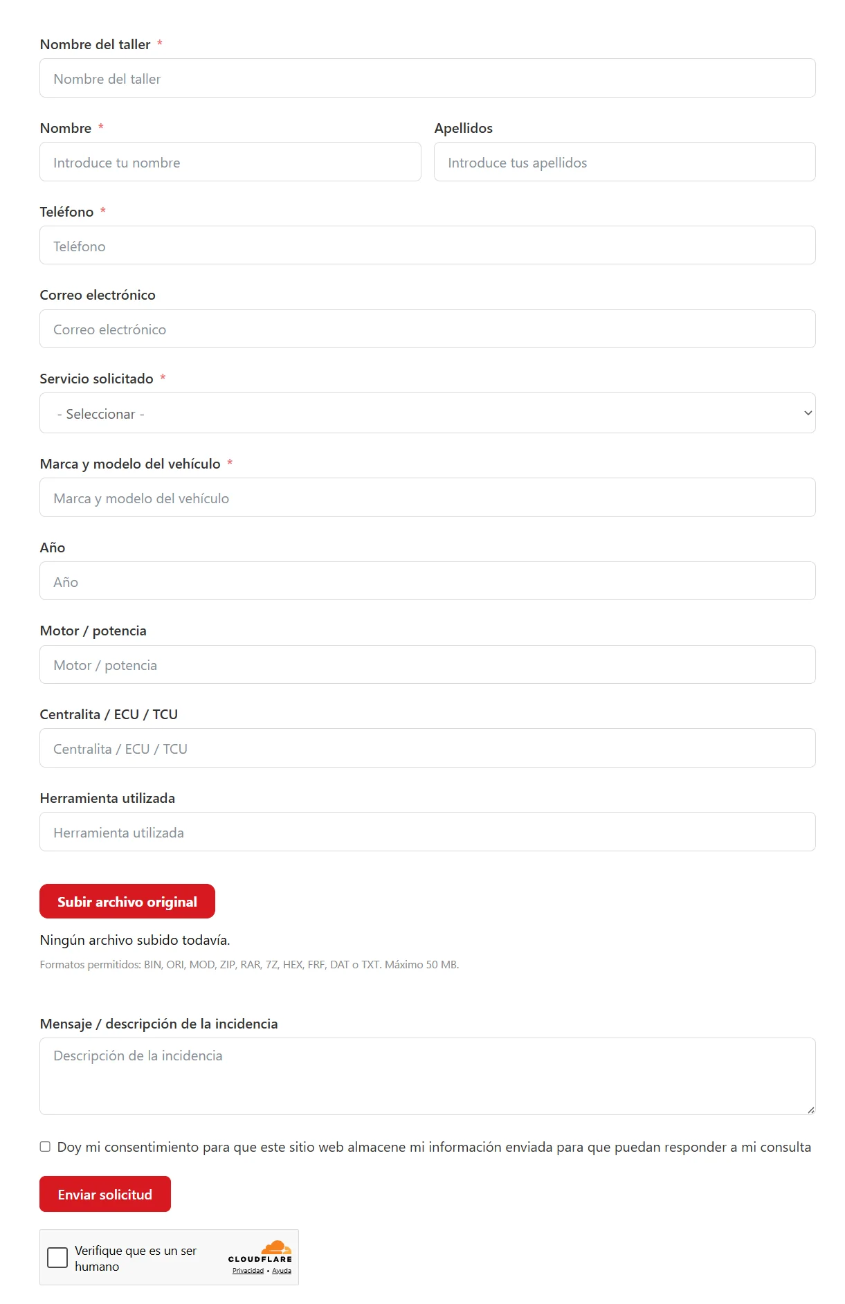Vista previa de Formulario de archivo