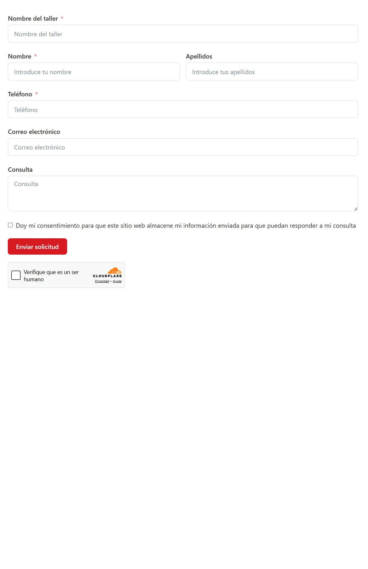 Vista previa de Formulario de maquinaria